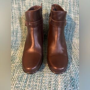NEW Dansko Ryan Brown Leather  Ankle Boots Buckle & Side Zipper 9